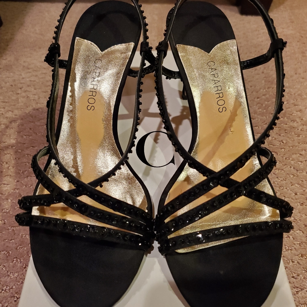 Caparros size 7 black strappy heels